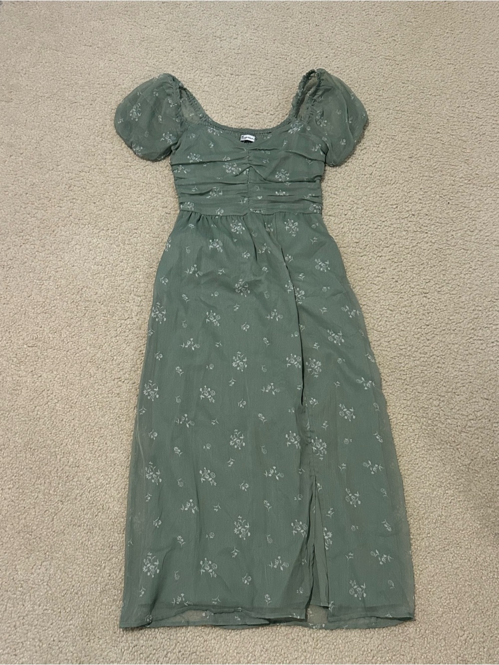 Hollister Sage Green Floral Maxi Dress